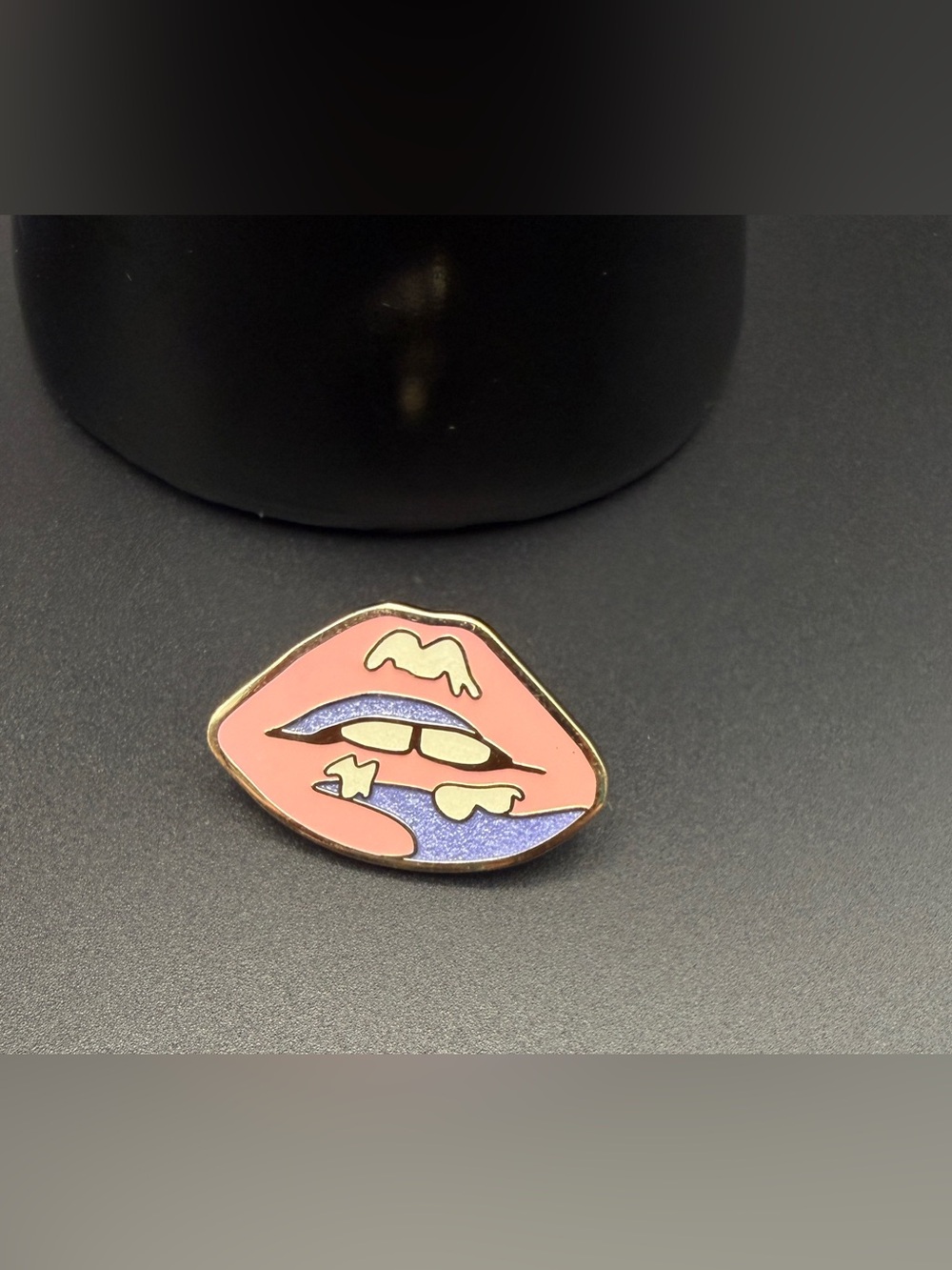 Coach Pink & Lavender Lip Enamel Pin - Women Makeup Accessory